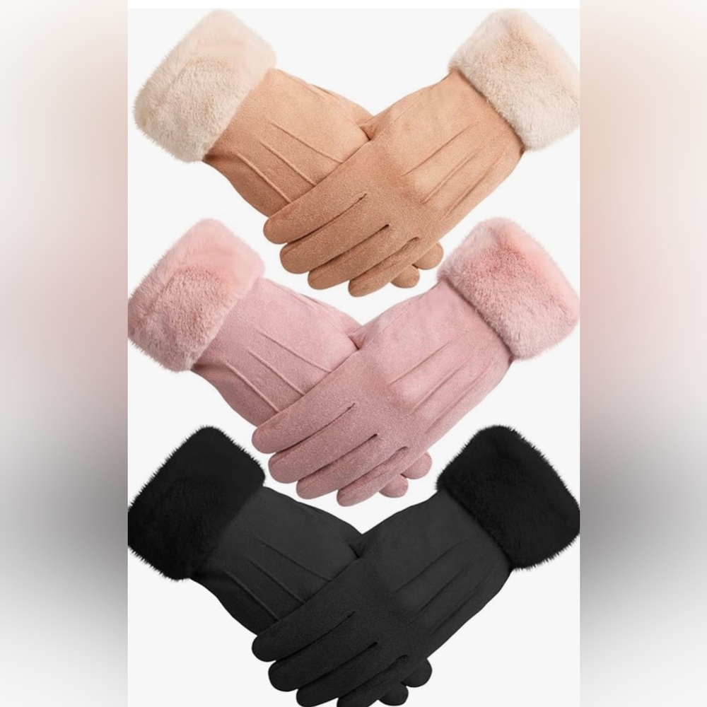 NWT 3 Pairs Winter Warm Touchscreen Gloves Women's Fleece Lining Texting